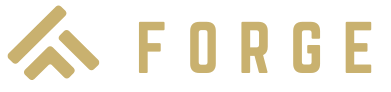 Gold 'FORGE' logo on a white background